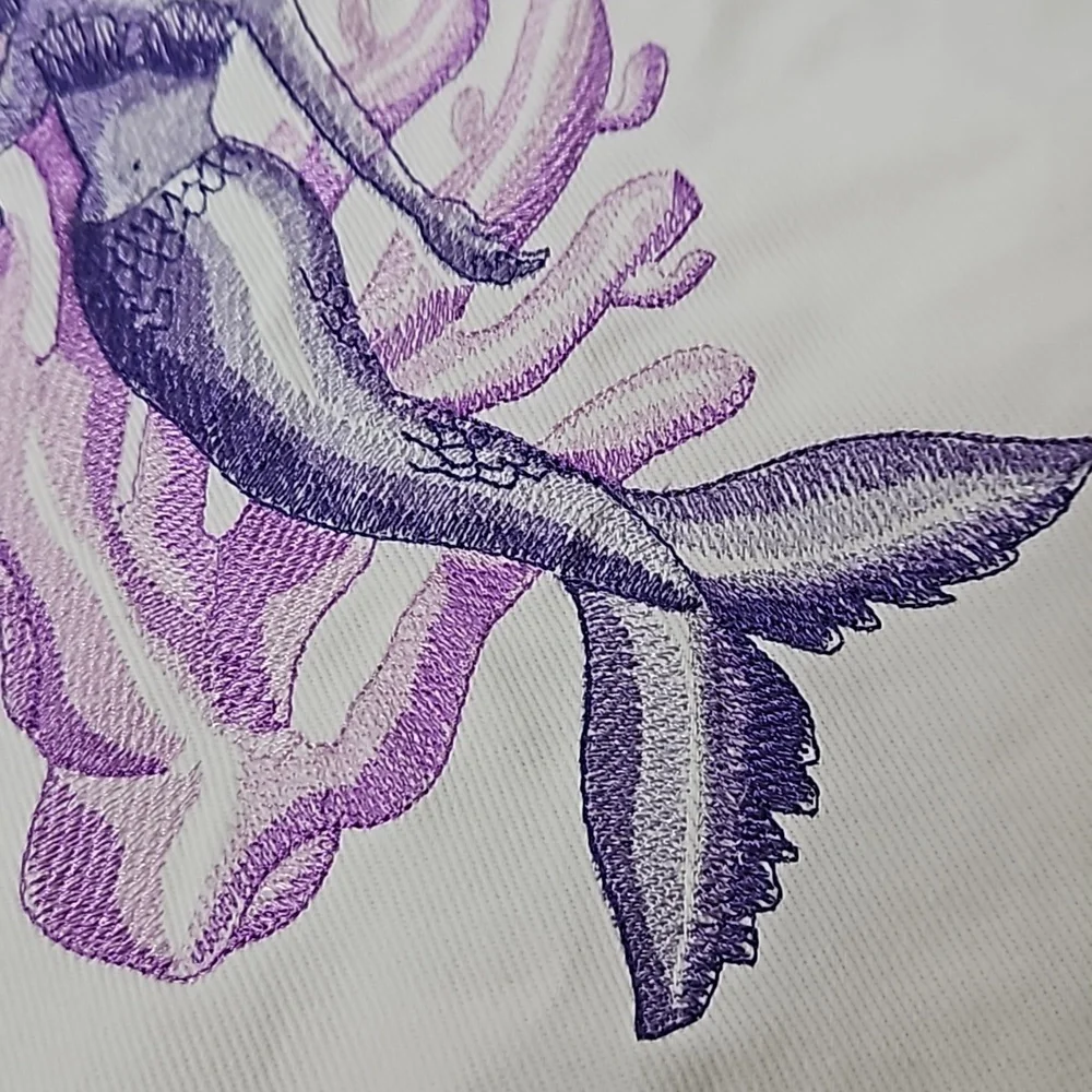 Machine Embroidered Purple Mermaid Sample Panel - Picture 4 of 6